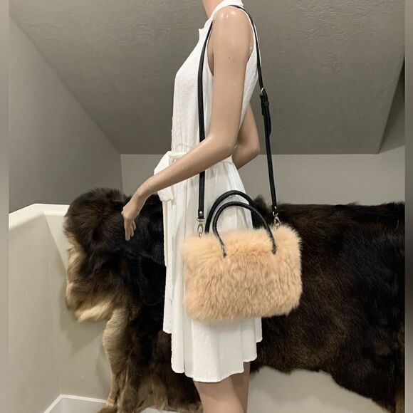 Handmade Luxury Real Fox Fur Tote/Crossbody & Fur Ball Keychain/Bag charm - Picture 7 of 16